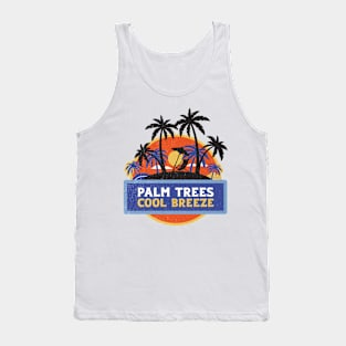 Retro Distressed Palm Trees Cool Breeze by the sea in a beach chair Tank Top